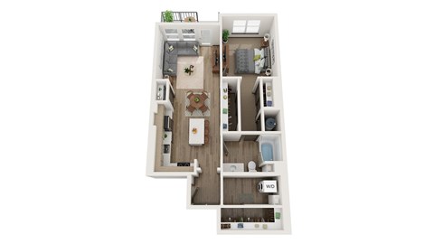 Floor plan for 1 bed, 1 bath, 828 sqft